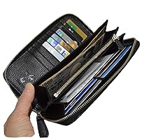 Amazon | 長財布 メンズ レザー ラウンドファスナー 牛革 キルティング