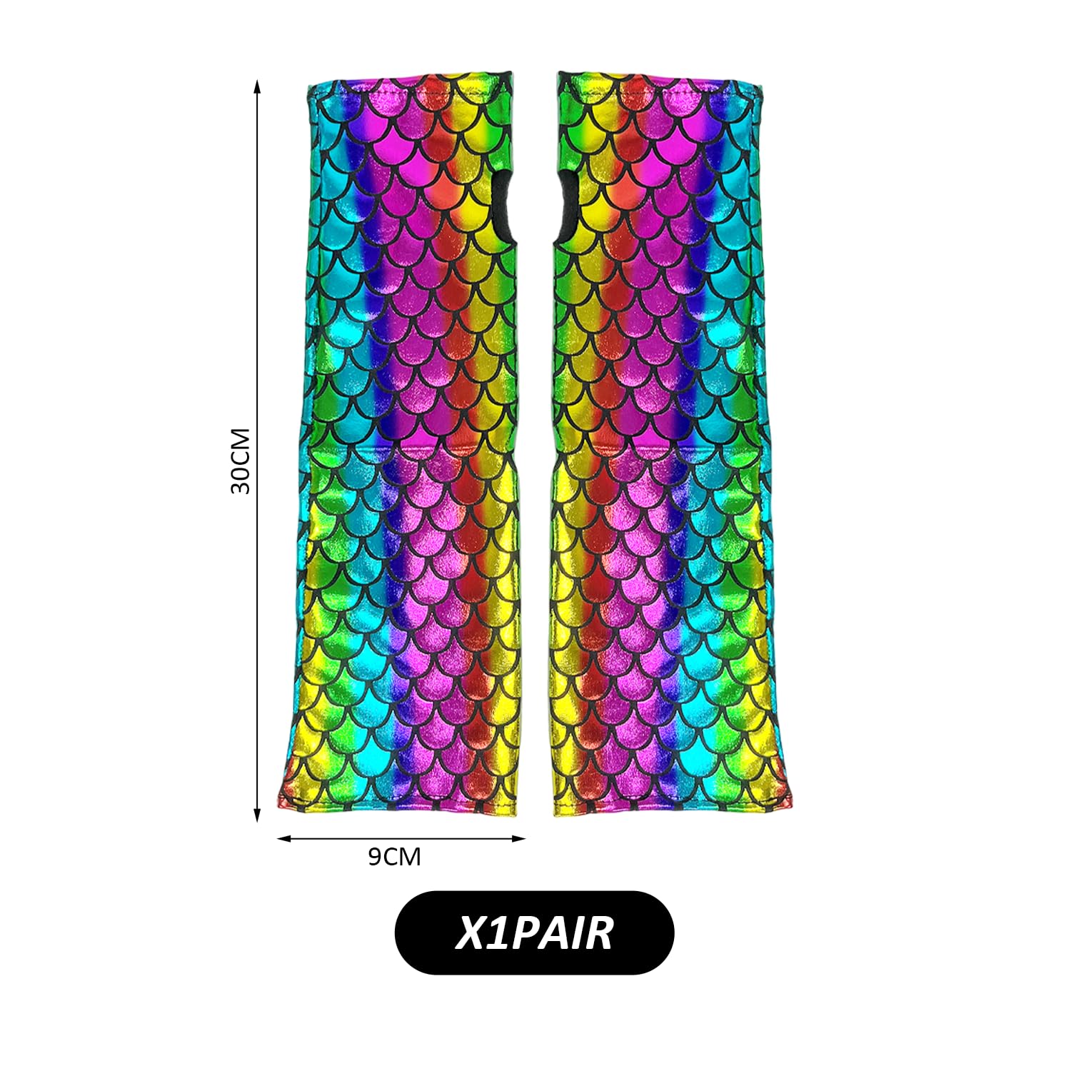 CYNOSURETECH 1 Pair of Mermaid Scale Gloves, Mermaid Costume for Women Fashionable Gloves, Fish Scale Arms, Mermaid Fingerless Sleeves - Image 2