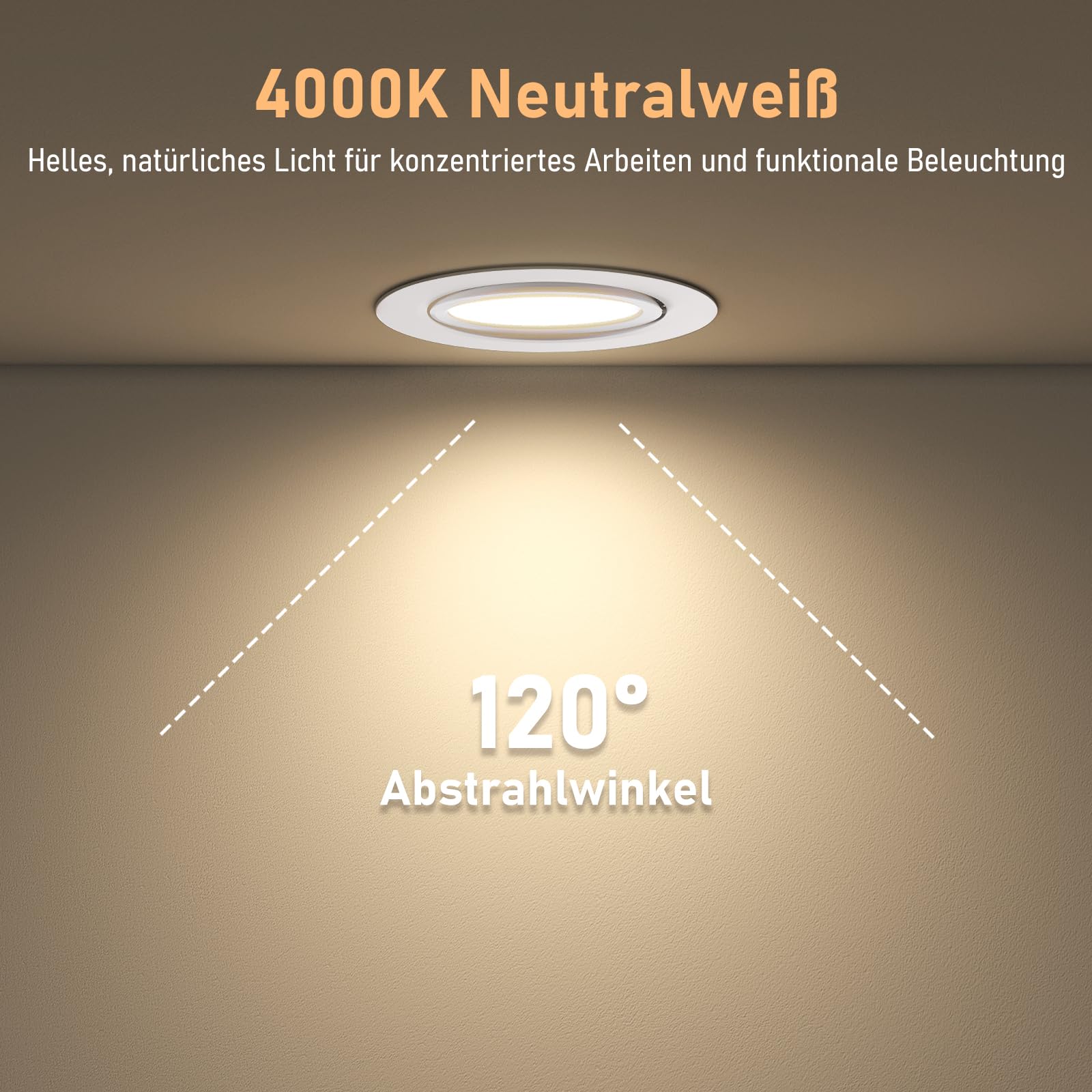 LED Einbaustrahler 230V 10W, 30°-60° Schwenkbar Flache LED Deckenspots, 4000K Neutralweiß, 960LM, IP44, Nicht Dimmbar, Einbauleuchten Weiß 90-100mm Spots Deckenleuchte, 12er Set