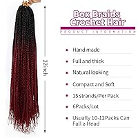 Vista 3 de Paquete de 6 paquetes de trenzas de ganchillo de pelo sintético de ganchillo preenrolladas para mujeres negras, 22 pulgadas