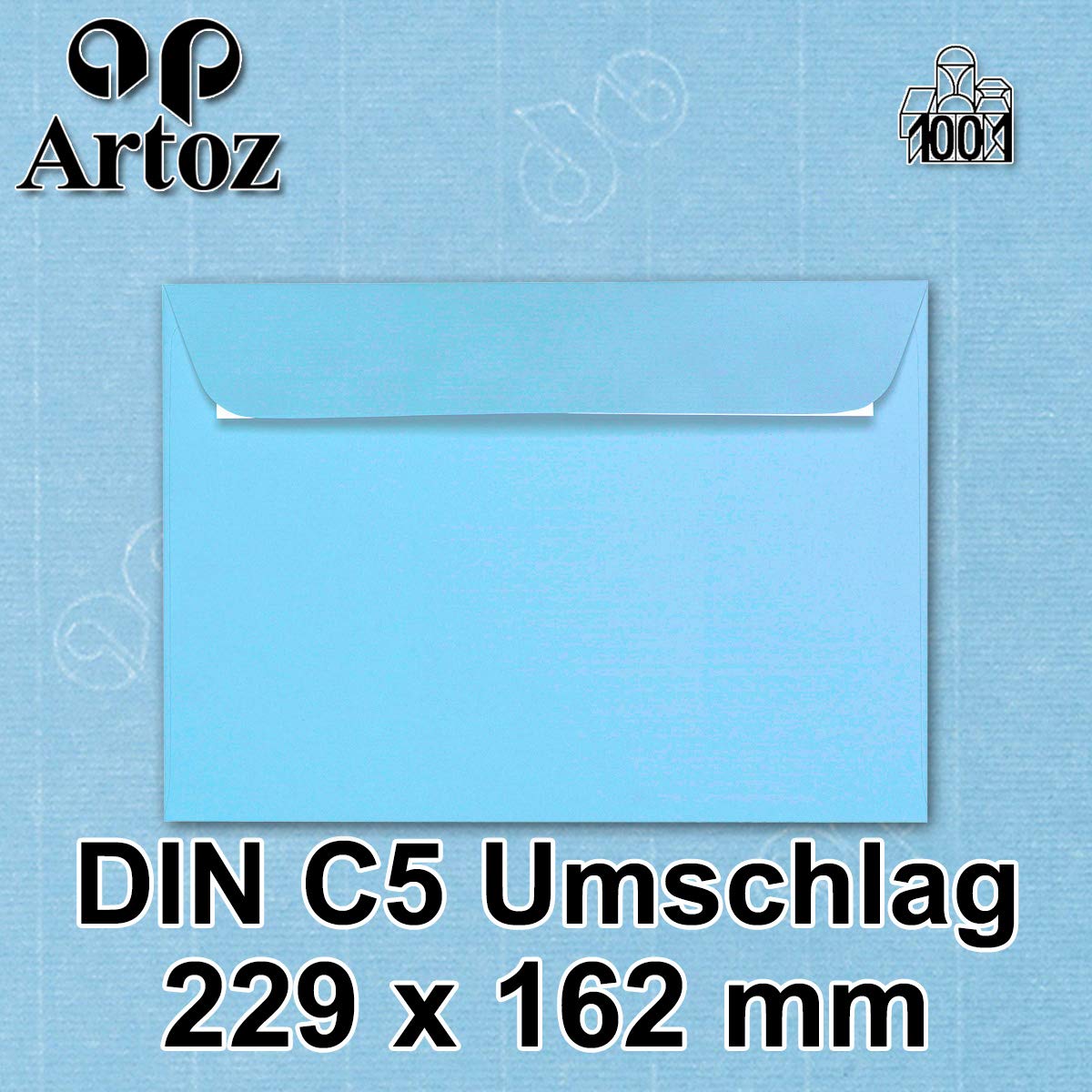 ARTOZ 150 x koperty DIN C5 niebieskie (Azur) - 229 x 162 mm koperta bez okienka - koperty samoprzylepne - seria ARTOZ 1001