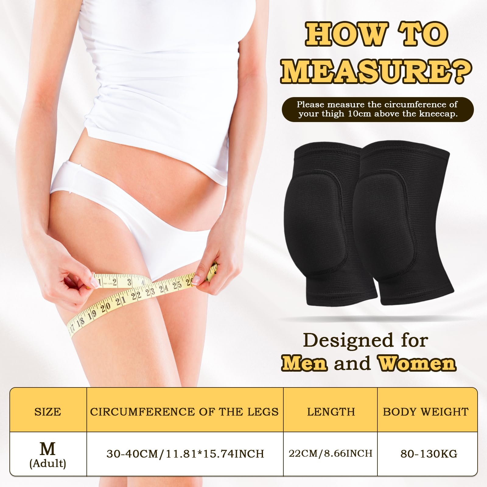 WiseJoy 2 PCS Rodilleras Deportivas Unisex, rodilleras gruesas de voleibol suaves Rodilleras Elásticas Antideslizantes para Danza, fútbol, ​​Voleibol, Baloncesto, Yoga (Negro) - 3