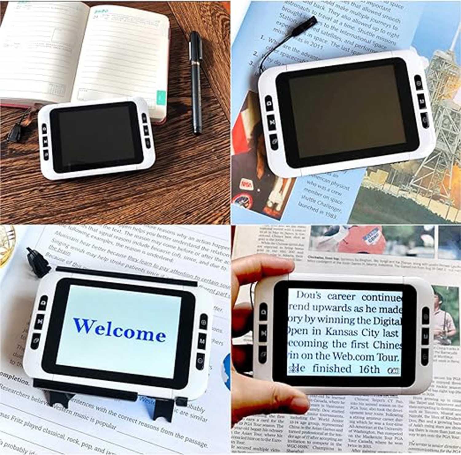 Lente d'ingrandimento digitale per anziani, lente d'ingrandimento elettronica per ipovedenti, lettura giornale con 19 modalità di colore per ipovisione