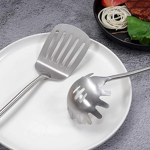 Miniatura 3 de IQCWOOD Juego de utensilios de cocina, 5 piezas de utensilios de madera para cocinar, utensilios de cocina de acero inoxidable, juego de