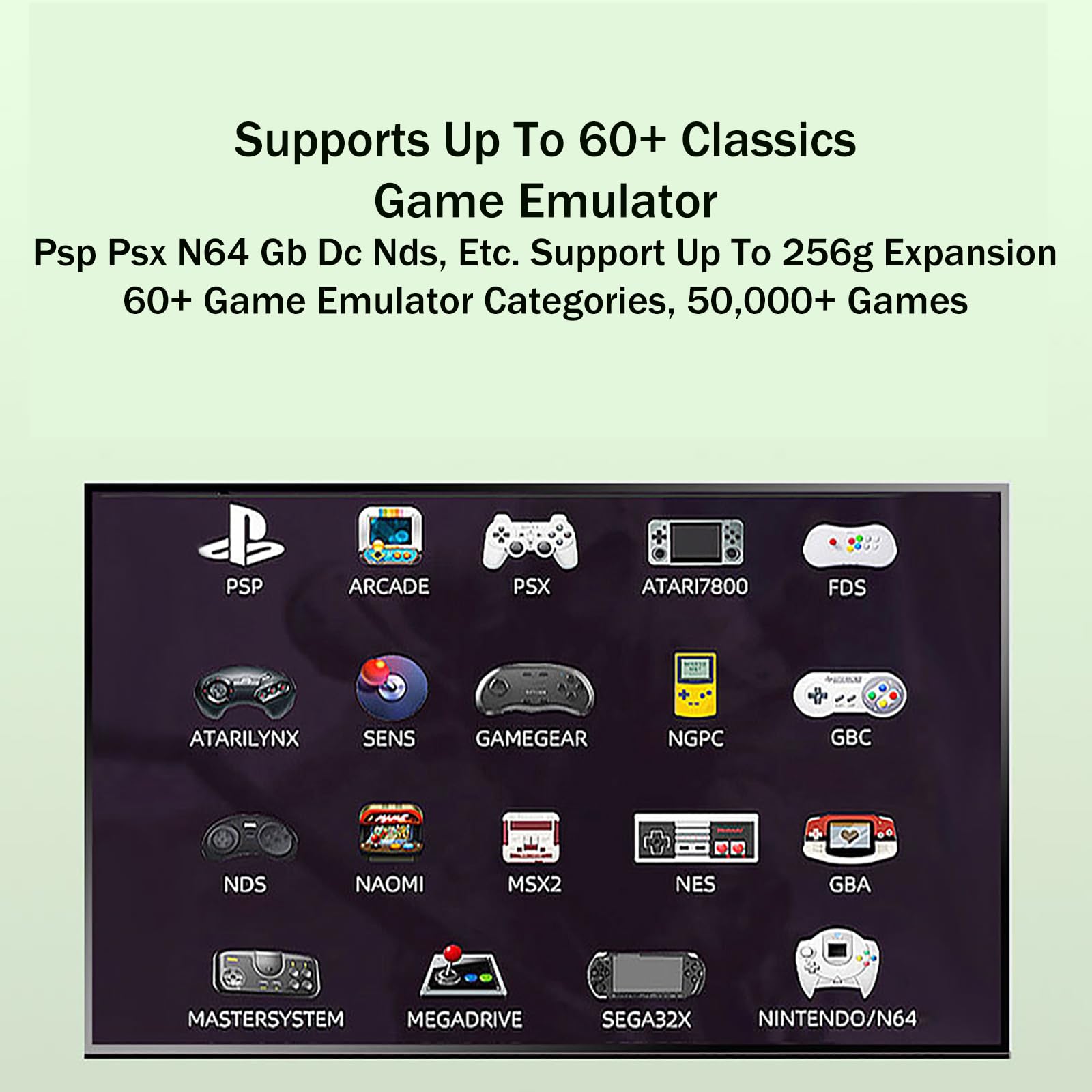 Konsola Do Gier Wideo, Konsola Do Gier Z Dwoma Kontrolerami, 64/128/256G, 256G 60 000+ Gier, Plug And Play + Wyjście 4K HD, Maksymalna Obsługa 60+ Klasycznego Symulatora Gier,64G