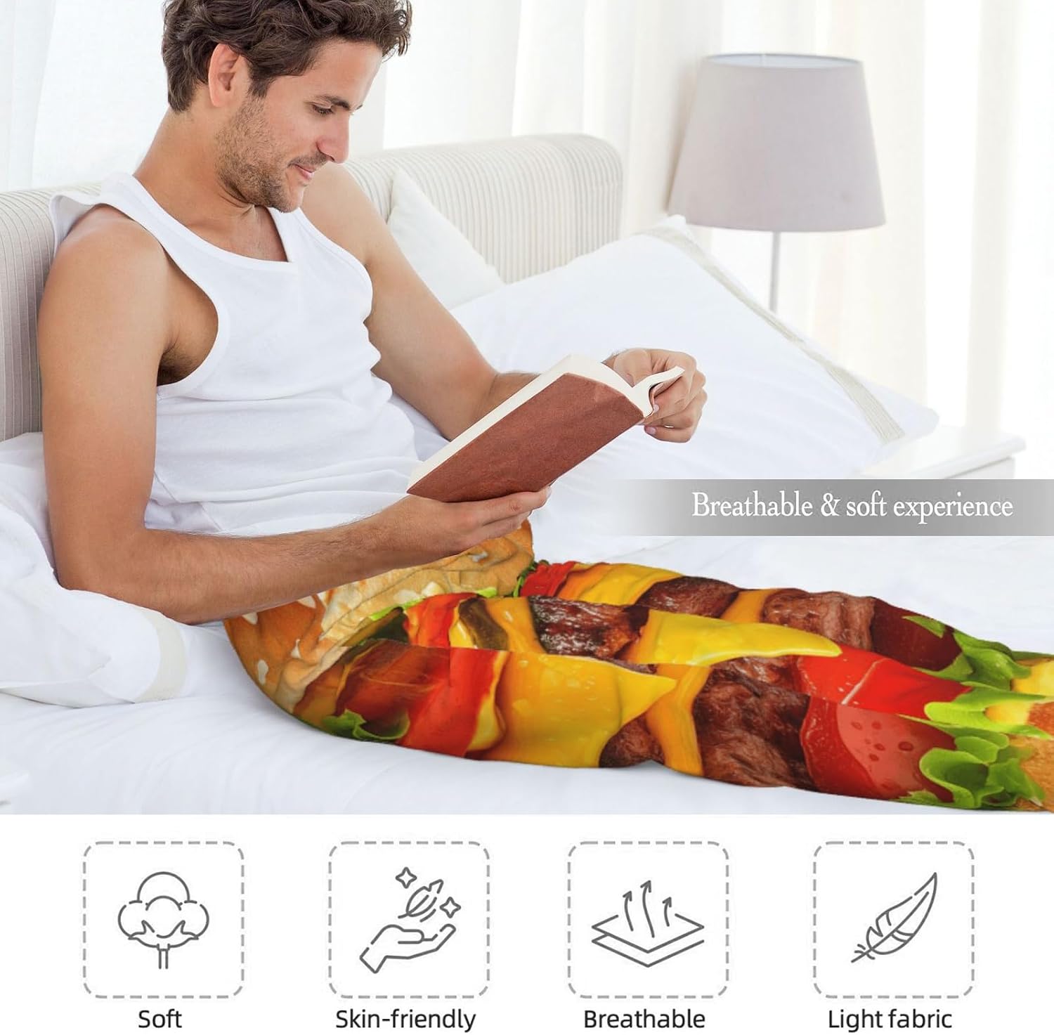 Funny Men's Pajama Pants Ultra Lightweight Sleep Lounge Pants Pjs Bottoms Men's Pajama Bottoms with Pocket Drawstring