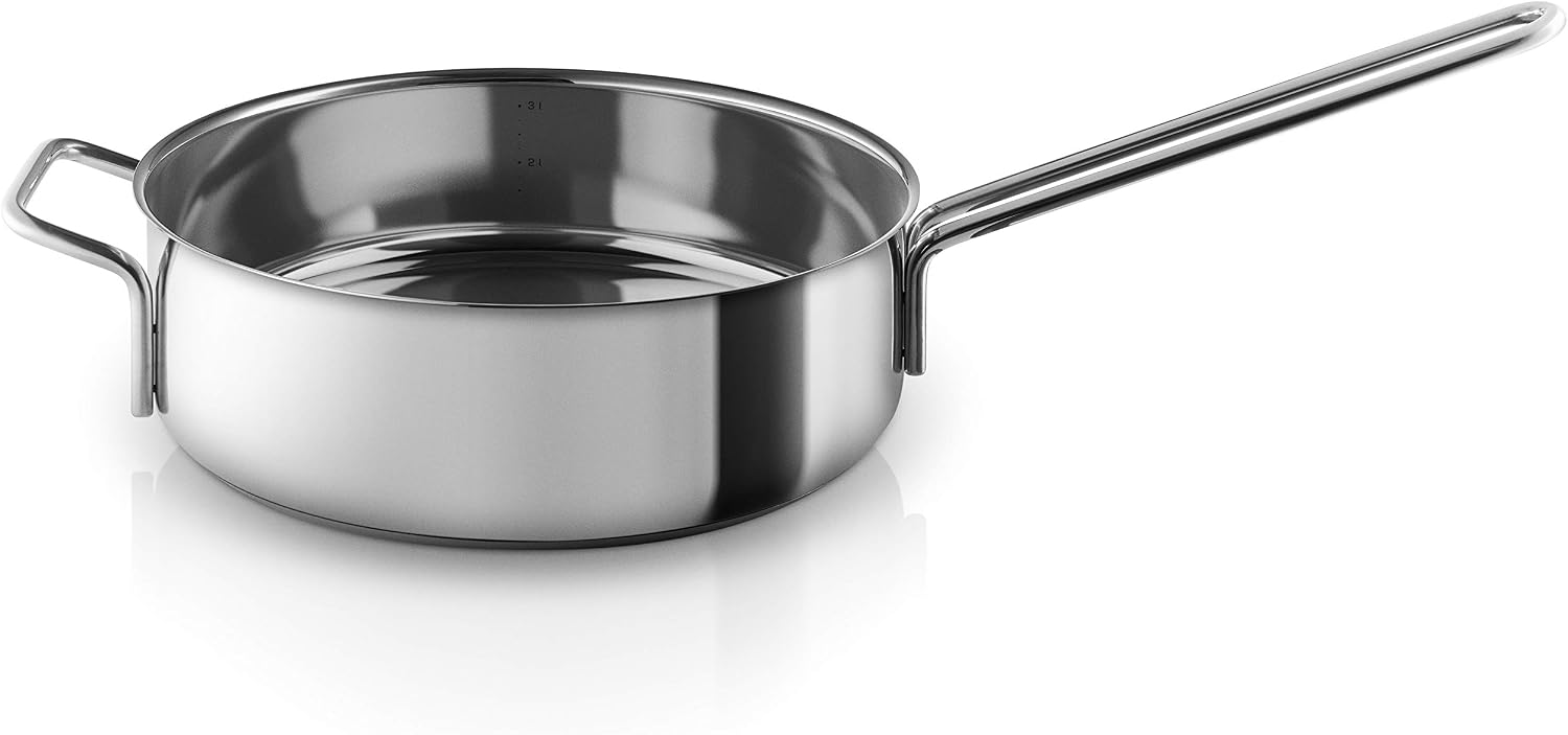 Eva Trio Stainless Steel Saute Pan with Handle and Side Handle, 24cm