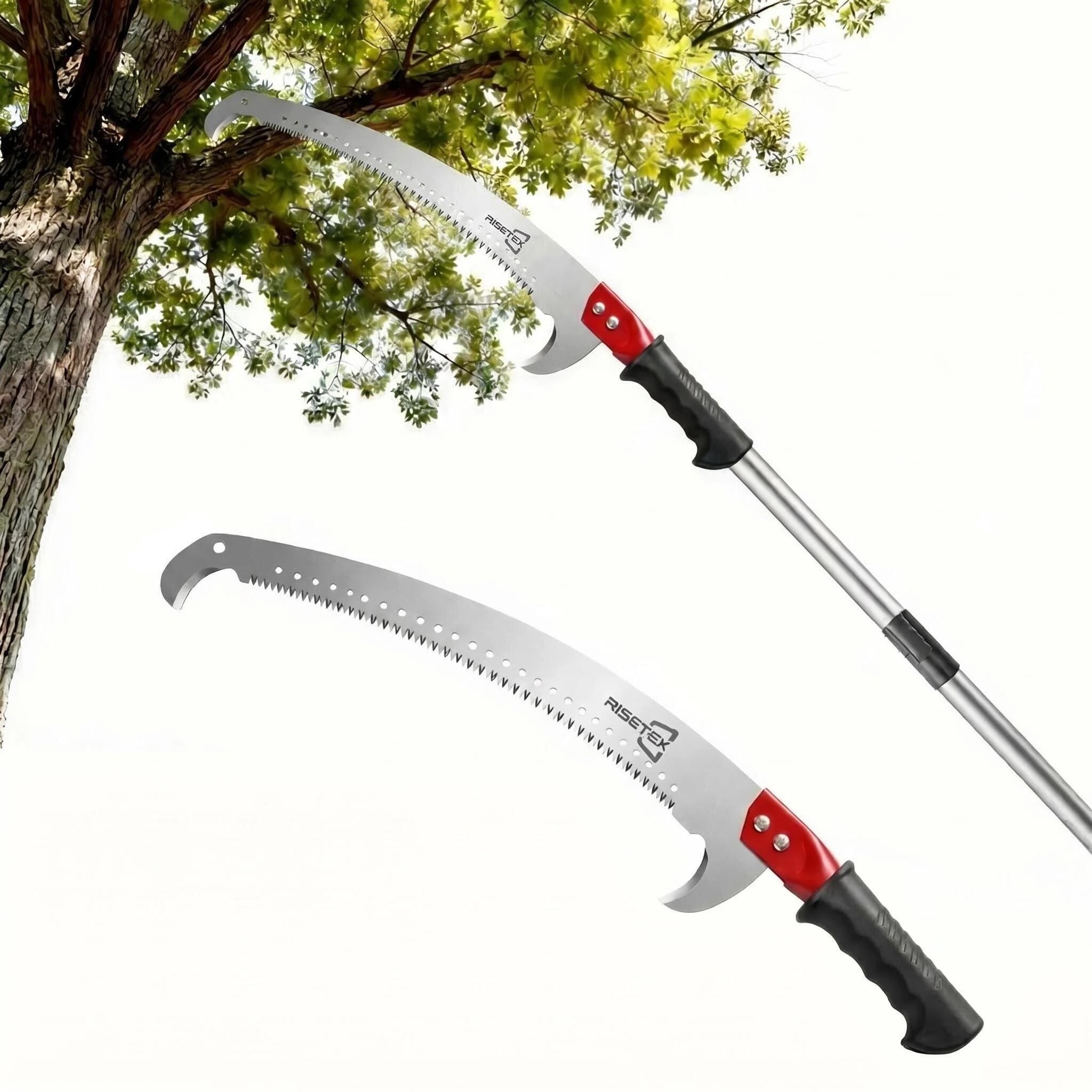 RISETEX Pole Saws for Tree Trimming 9.2 FT, Manual Pruning Saw with Manganese Steel Blade, Long Reach Branch Cutter Pole Pruner, Lightweight Tree Trimmer for Yard Garden Forestry