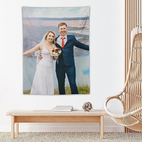 Miniatura 7 de OHORTEB Tapiz vertical personalizado con foto y nombre, colgante de pared personalizado para bodas, cumpleaños, día del padre, día de la madre, el