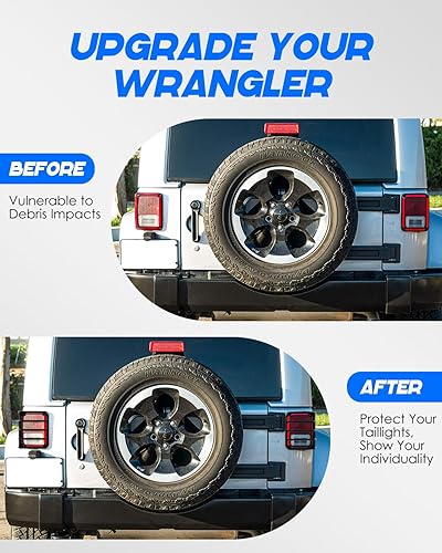 Miniatura 4 de Fundas de luz trasera JK para Jeep Wrangler, Wrangler trasero protector de luz trasera de metal JK compatible con Jeep Wrangler JK y JKU 2007-2018,