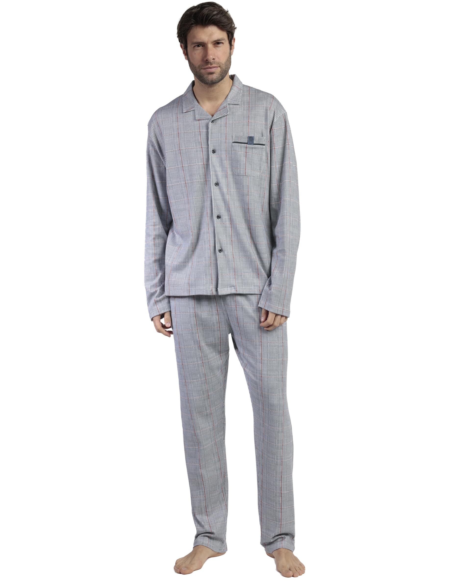 ADMAS Classic Pijama Manga Larga Abierto Harris para Hombre