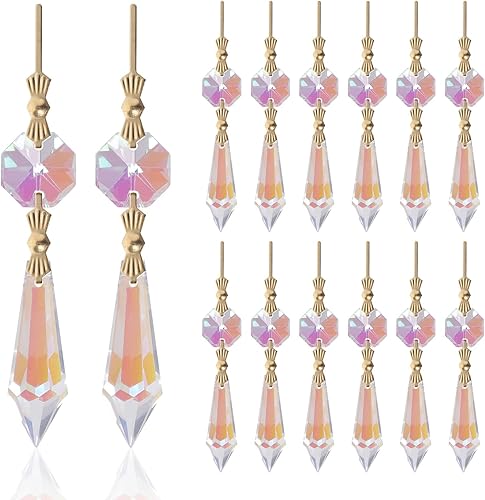20 piezas de cristales de color AB Prismas de punta de vidrio cuentas de repuesto para candelabros colgantes de gota de carámbano cuentas de cristal