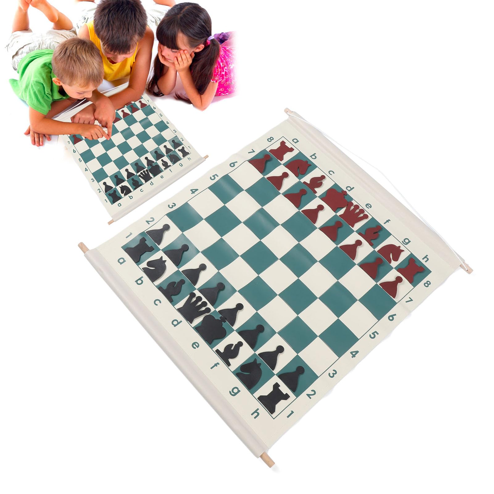RiToEasysports Schachbrett -Set, Faltbare Tragbare Checker -Spieldemonstration Set Teaching Checker -Spiel mit 32 Schachstücken, die für Club Schoo Geschliffen Wurden