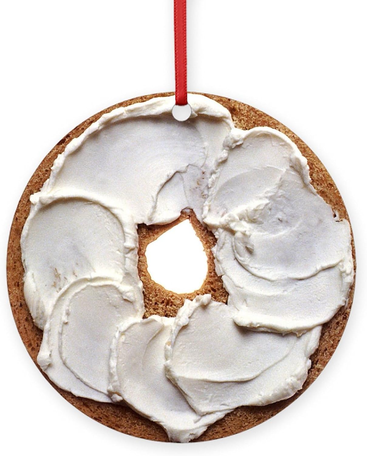 CafePress Bagel with Cream Cheese Round 4" MDF Holiday Ornament