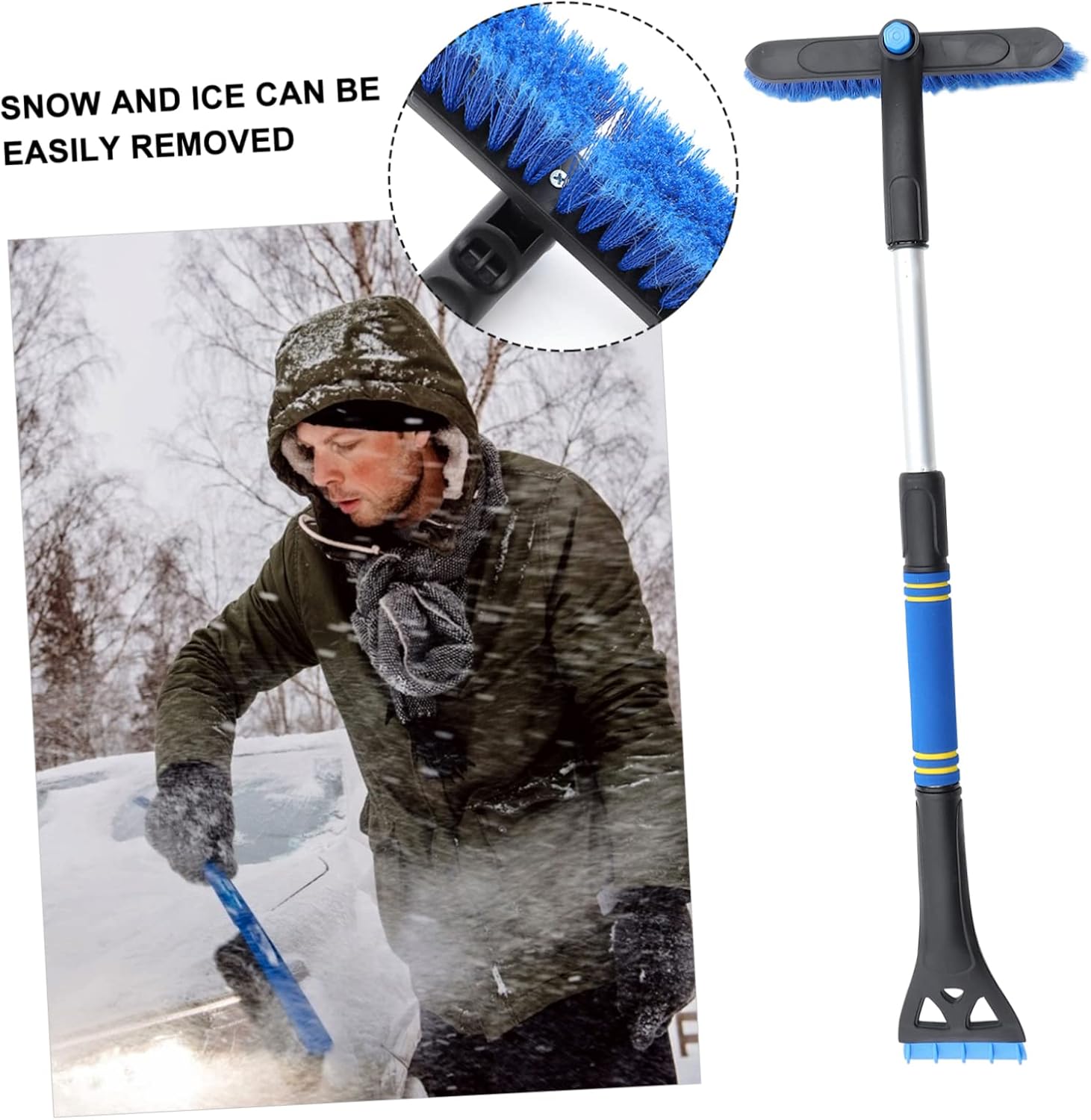 Gatuida 1pc Snow Shovel Off Road Accessories Multipurpose Tool Ice Removal Scraper Snow Remove Scraper Ice Scraper for Car Retractable Snow Brush SUV Window Ice Scraper Portable Truck PVC, Blue