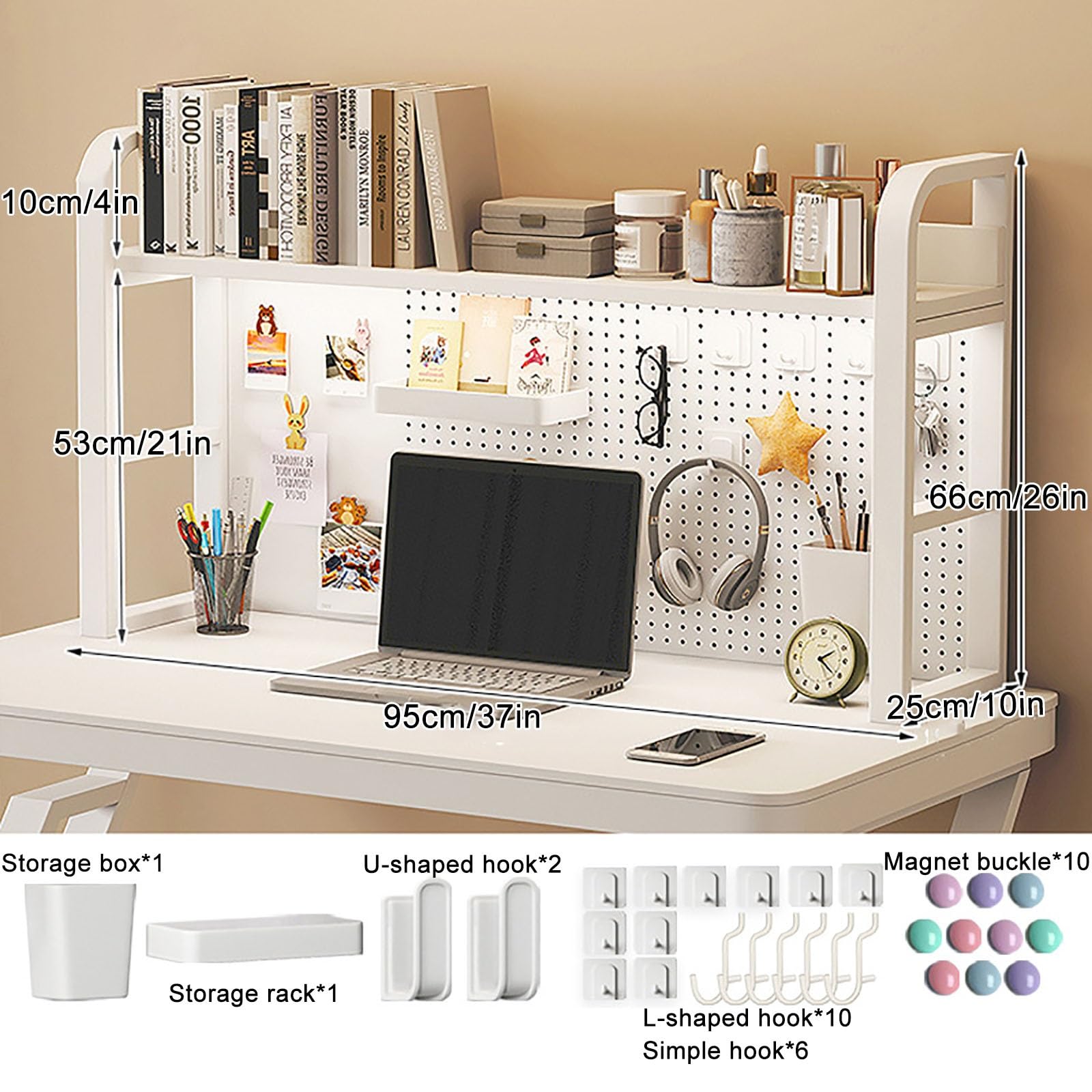 Scaffale da Scrivania Libreria da Tavolo Industriale per Scrivania del Computer, Scaffale Multiuso per Mensola da Scrivania per Uso in Dormitorio di Home Office(95 * 66cm/37 * 26in)