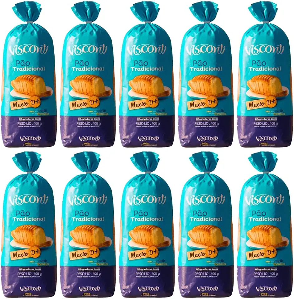PAO DE FORMA TRADICIONAL 400G VISCONTI - KIT 10 UNIDADES