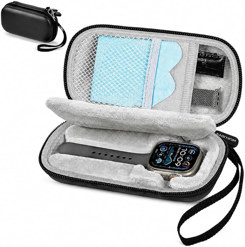 ANKHOH Hard Shell Single Watch Travel Case for Wristwatches & Smartwatches | Firm EVA shell and soft lining protect one watch from bumps and scratches; compact with a detachable strap. Case Only