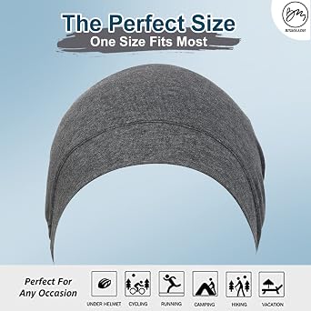 Premium Cotton Helmet Liner Sweat Wicking Skull Cap Beanie. Ultimate Performance Moisture Wicking. Fits Under Helmets 2 Piece