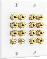 Vista 11 de Cable Matters Paquete de 2 placas de pared de alambre para altavoces, placa de pared de altavoz chapada en oro con enchufe tipo plátano para 2