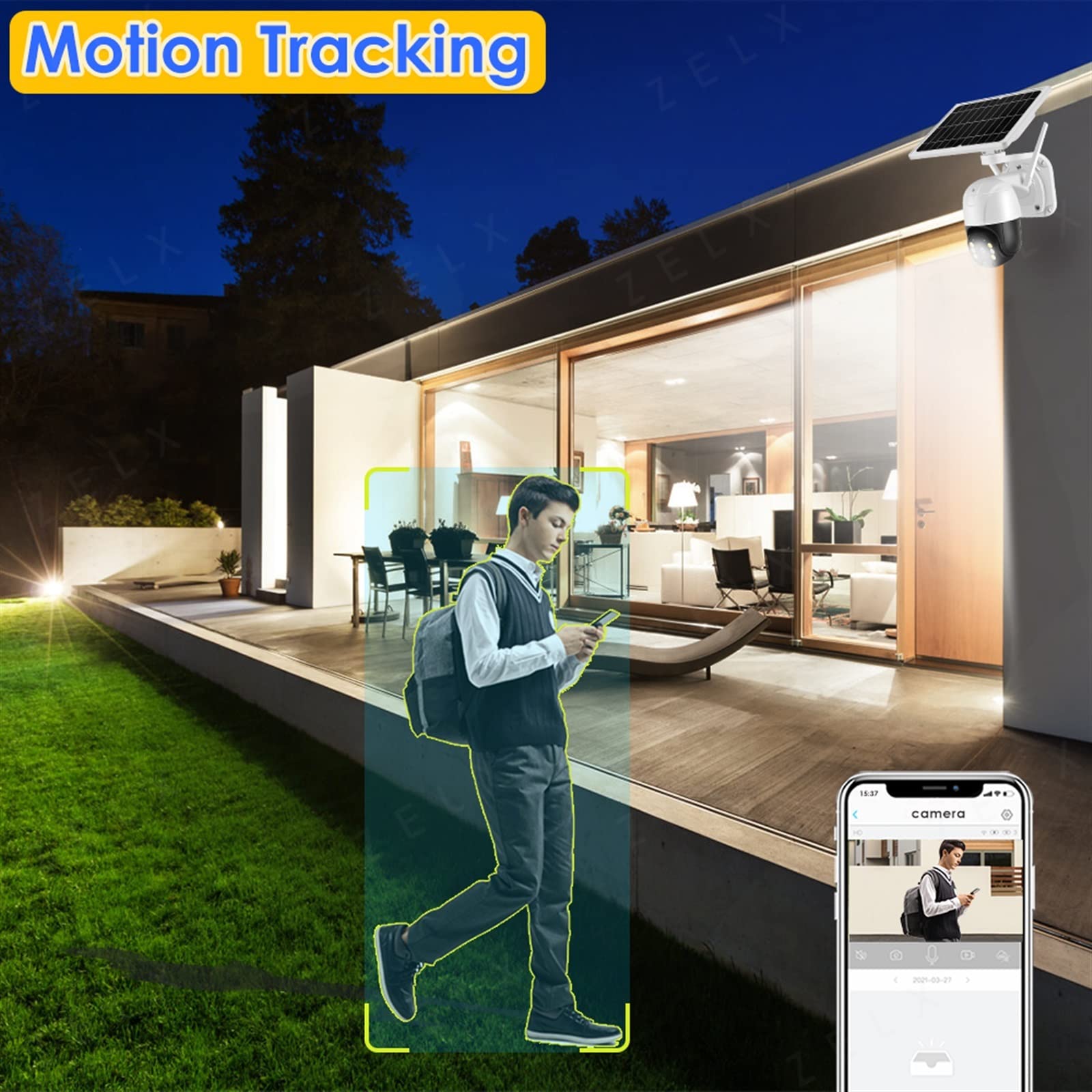 Telecamera Wifi Esterno, Telecamera IP solare 3MP 4G Videosorveglianza Batteria esterna Telecamera di sicurezza CCTV Audio bidirezionale Vista a 360° 2K Impermeabile ,Sicurezza, Antifurto(3MP 4G Camer