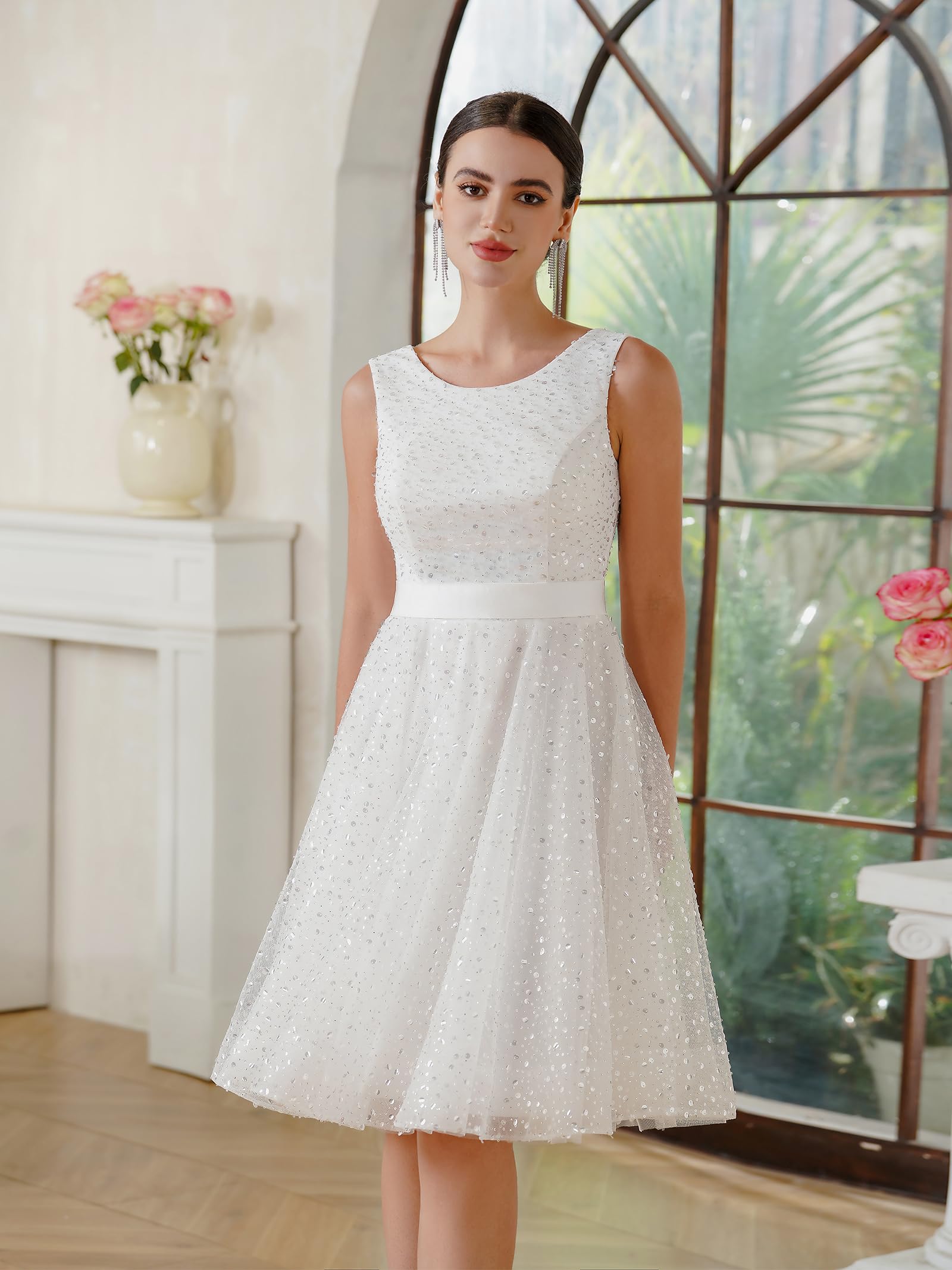 Robe Femme Chic Et Elegant Mariage Robe De Demoiselle d'honneur en Tulle sans Manches Robe de Mariage Robe de Bal de Promo