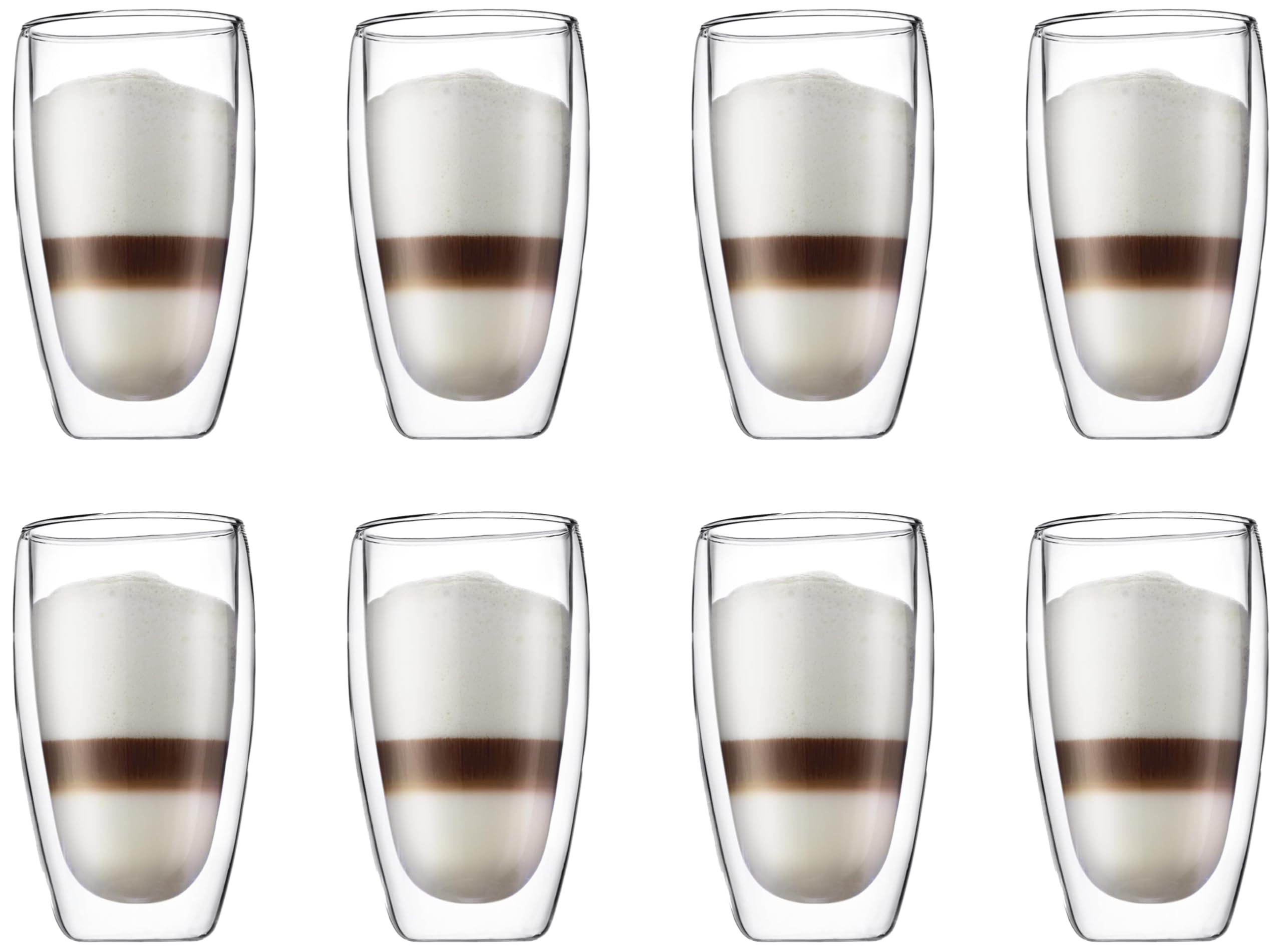 Bodum 15oz Pavina Double Wall High-Heat Borosilicate Glass, Set of 2, Clear (Pack of 4)