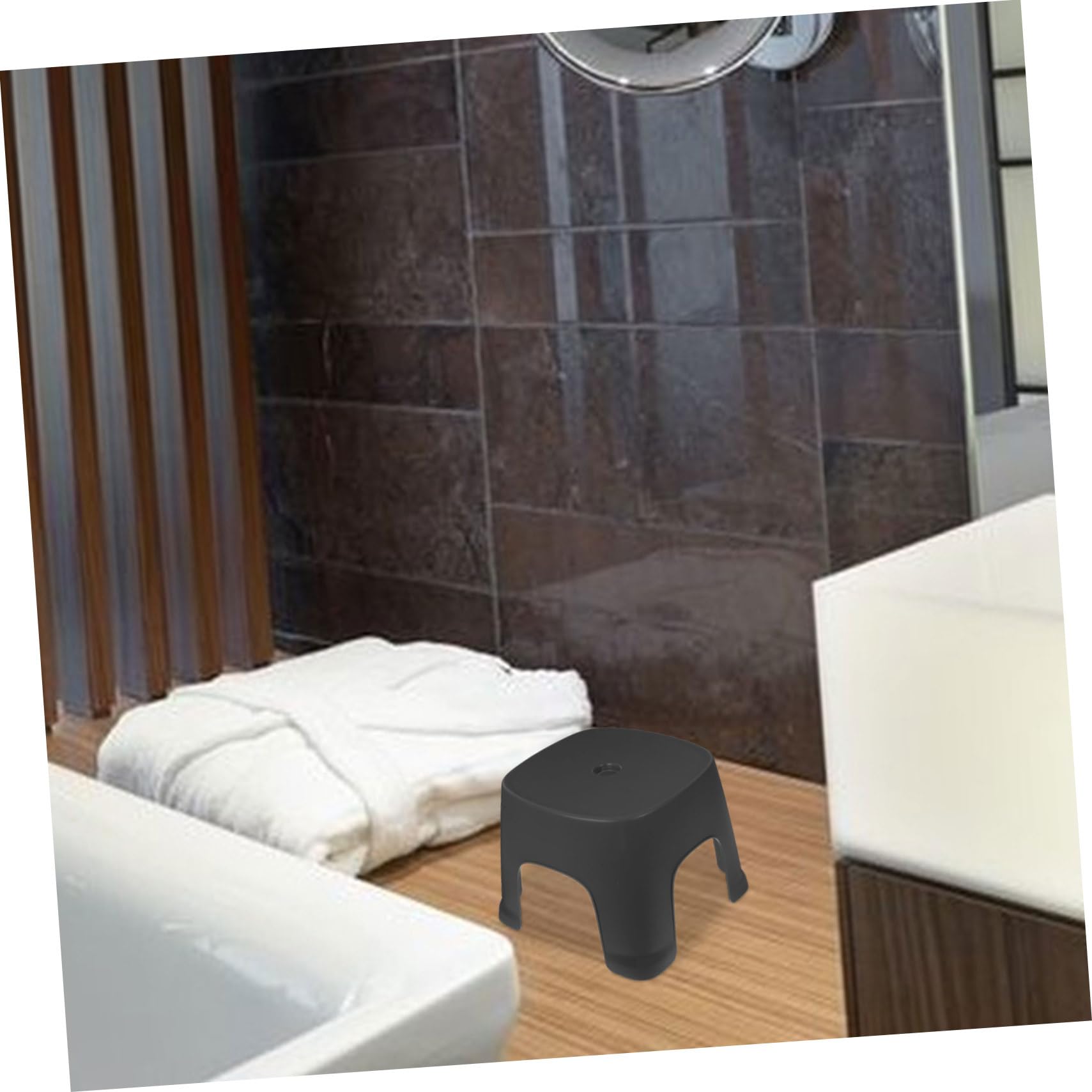 PRETYZOOM Sgabello Scalino per Wc Bagno Stabile e Robusto Antiscivolo Nero in Pvc per Favorire la Posizione Naturale Accovacciata, per Uso Quotidiano in Bagno e Camera