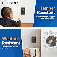 Vista 2 de ELEGRP Receptáculo dúplex con placa de pared, toma de pared eléctrica estándar de 20 A 125 V, resistente a manipulaciones TR y resistente a