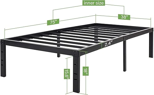 Miniatura 16 de 45MinST Marco de cama de almacenamiento máximo de 18 pulgadas, plataforma reforzada, 3500 libras, resistente, fácil montaje, base de colchón,