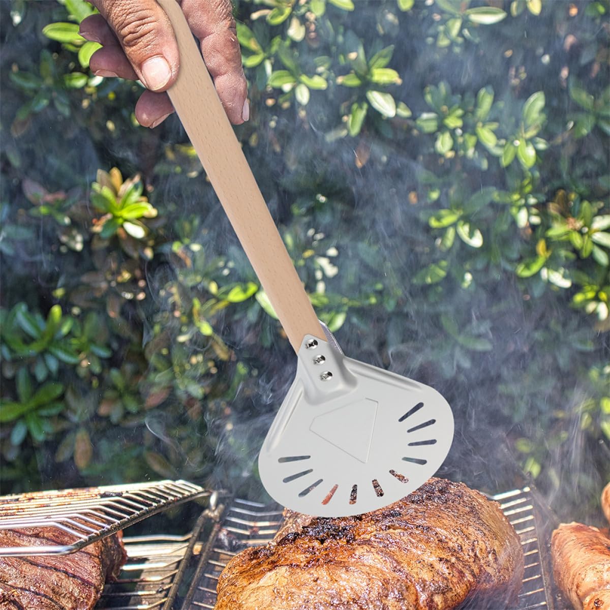 Pelle à Pizza Perforée en Alliage 38 Cm Manche Amovible en Bois Spatule à Pizza Métallique pour Cuisson Optimale Accessoire Cuisine Maison et Professionnelle