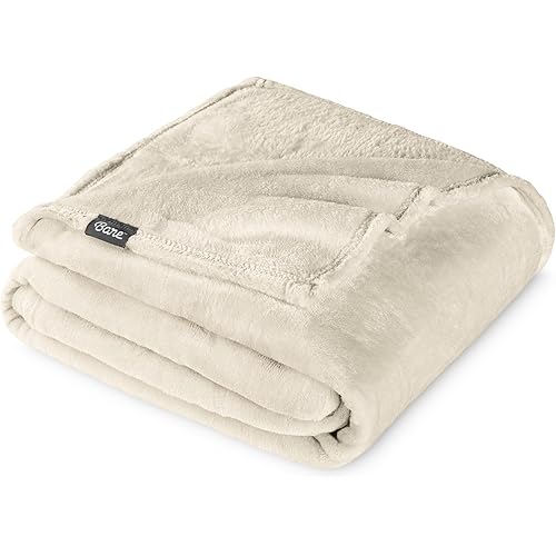 Bare Home Fleece Blanket - Throw/Travel - Ultra-Soft Lightweight for Bed, Sofa, and Couch - Luxury Microplush - Cozy Warm Blanket (Throw/Travel, Oyster)
