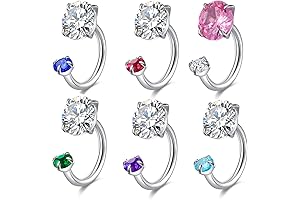 supsiah 6 Pcs 16G Hypoallergenic 316L Stainless Steel Horseshoe Nose Rings