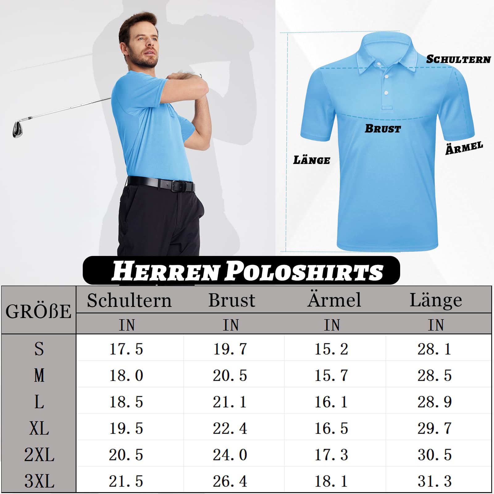 KEFITEVD Polo à Manches Courtes à Séchage Rapide pour Hommes T-Shirt de Golf Décontracté Régulier pour Hommes avec Boutons