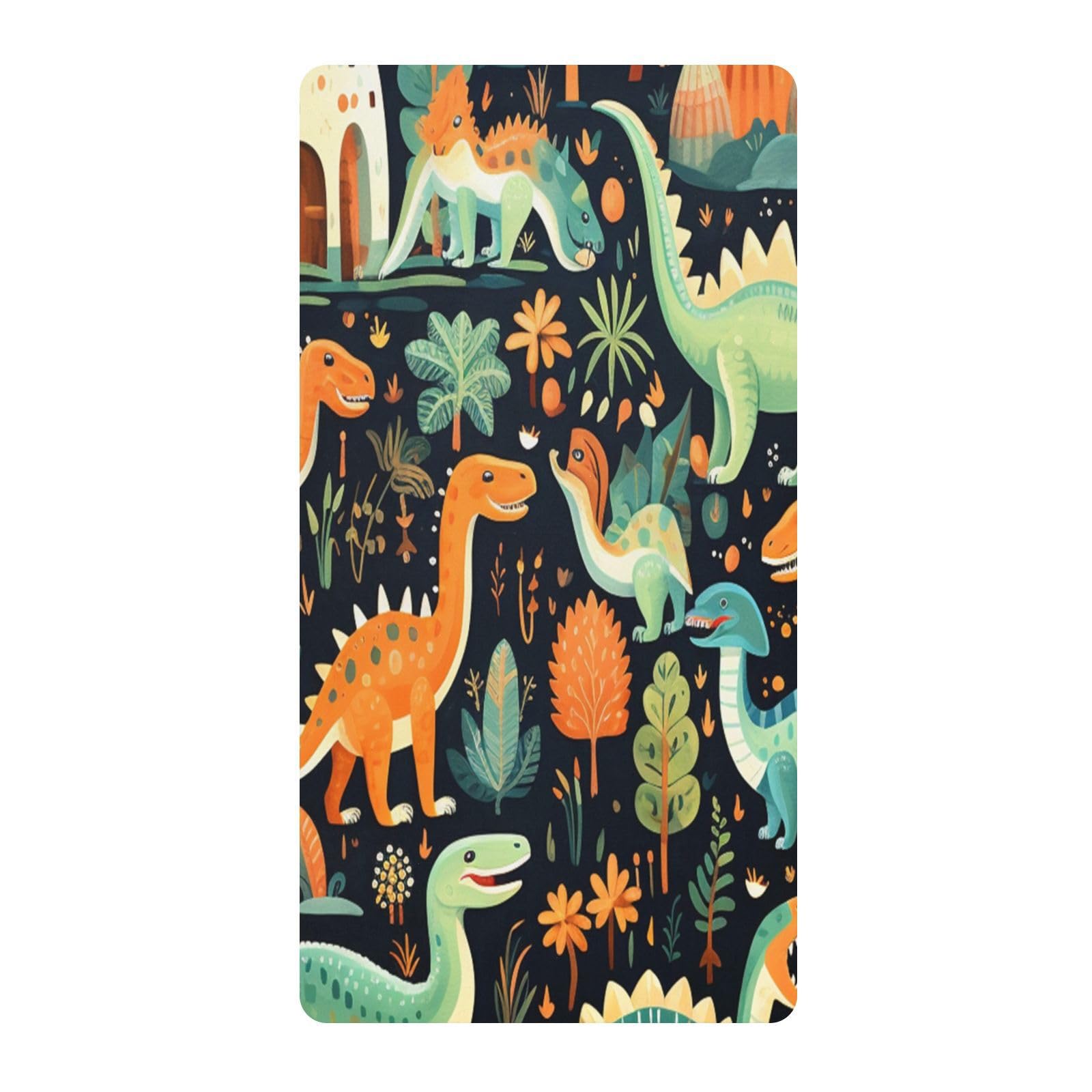 Cartoon Green Dinosaurs Toddler Crib Sheet Soft Cotton Baby Play Sheets Fitted for Mattress Playard