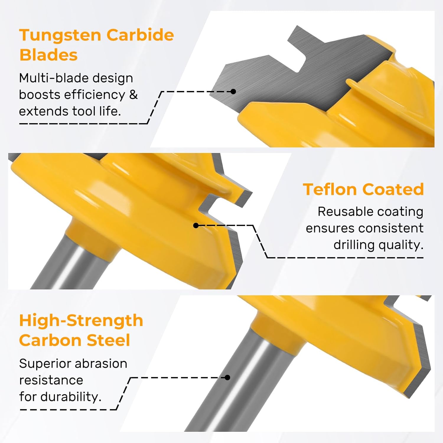 45 Degree Lock Miter Router Bit 3-Piece Set, for 1/2”, 5/8”, 3/4” Cutting Height.1/4 Inch Shank .Woodworking Tools Joint Router Bits Easy to Create Lock Miter Joint