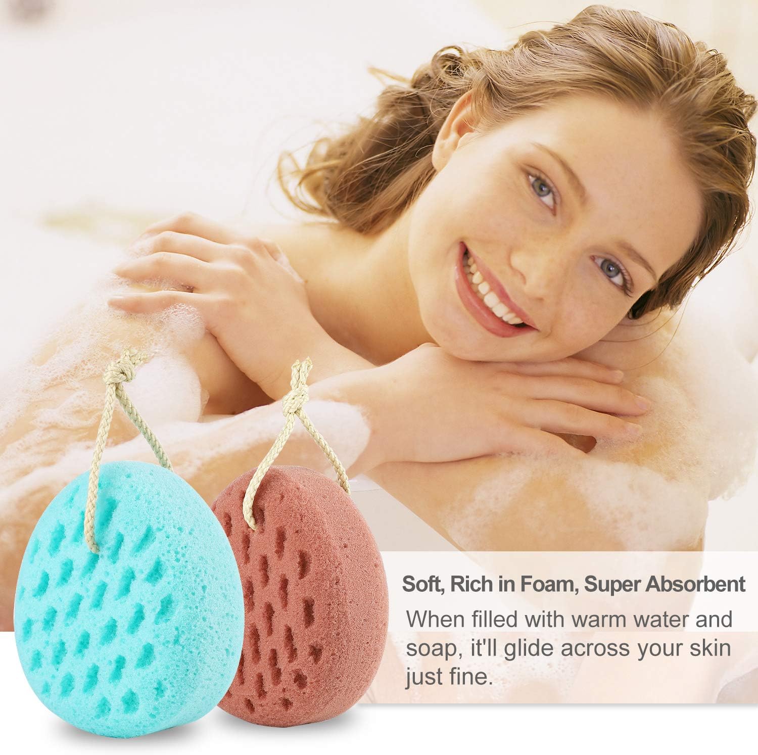 KECUCO 3 Pcs Bath Sponge for Women, Men, Teenager. Sponge Loofah Body Scrubber Shower Sponge, 3 Colors & Large Size Shower Pouf Cleaning Loofahs Sponge Body Sponges for Shower Exfoliating: Health & Personal Care