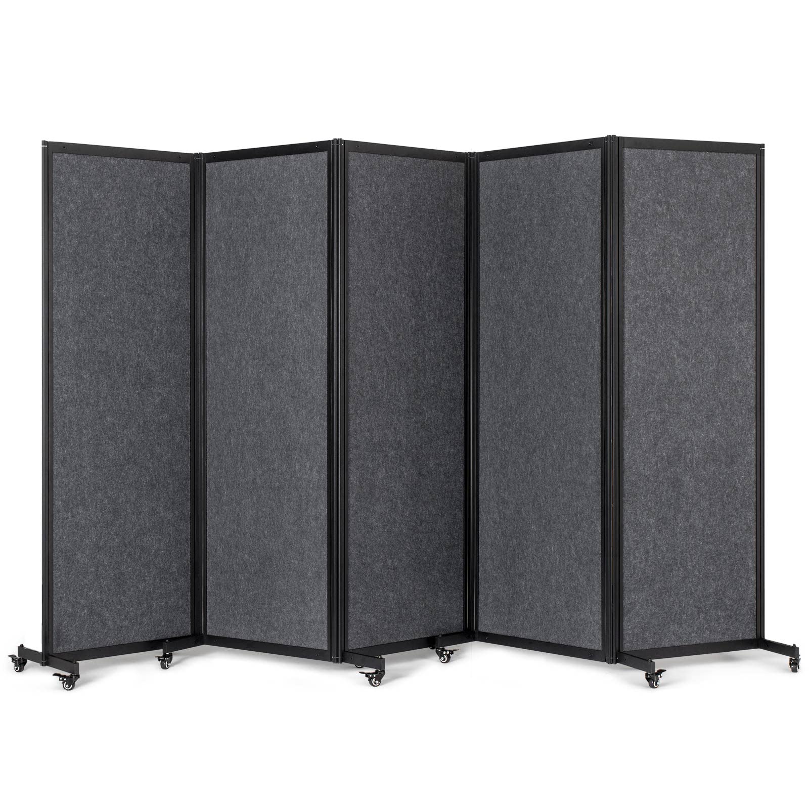 Strongbird Room Divider,Office Partition,Portable Commercial Room Dividers,Privacy Screen Partition Separator,Freestanding School Dividers,10'6"W x 6'7"H,5 Panel,Grey