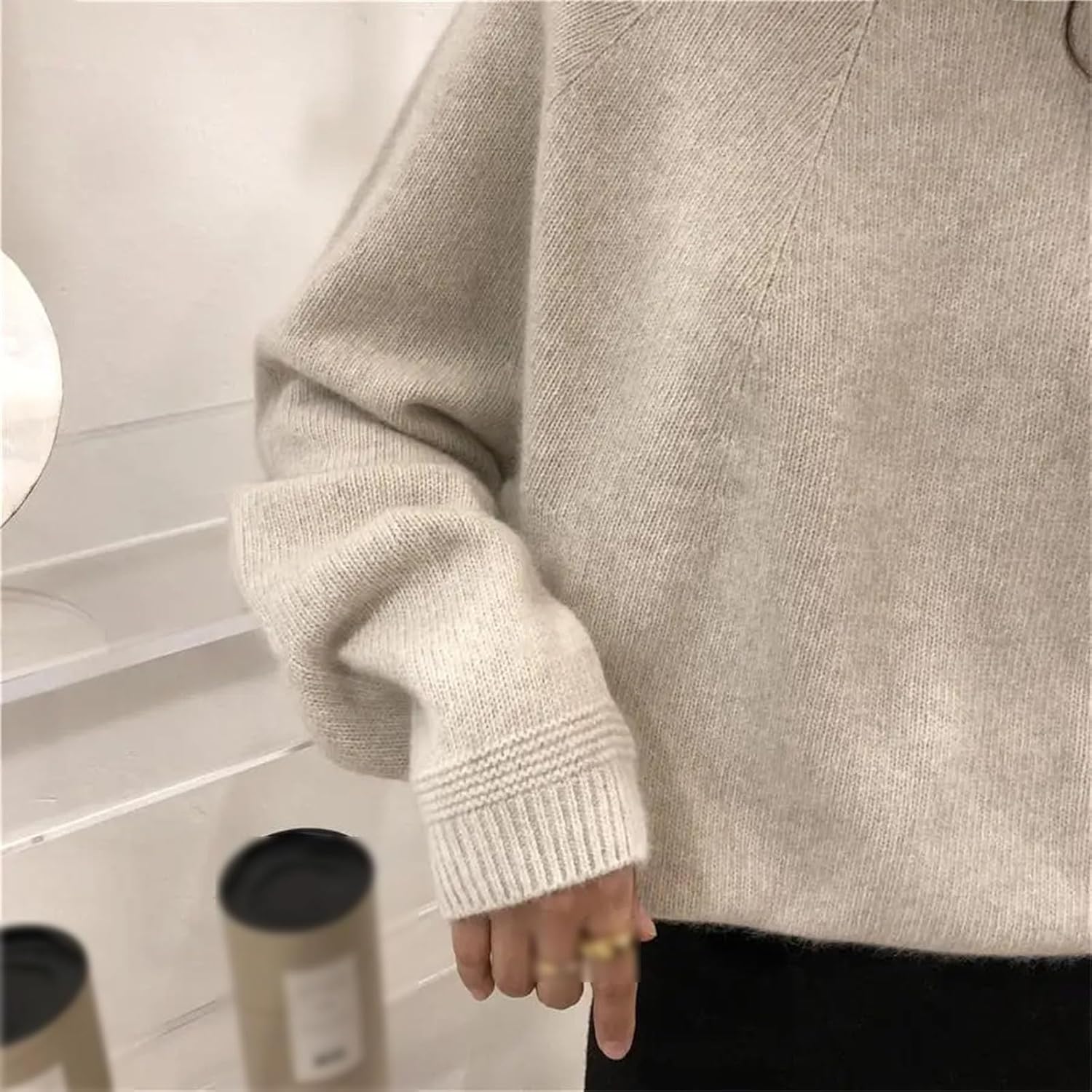 Women's Knitted Sweater Long-Sleeved Loose Wool Pullover Round O-Neck Sweater Autumn and Winter Thickened Versatile
