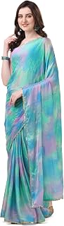 MIRCHI FASHION Women's Stylish Chiffon Colorblock Foil Printed Saree with Blouse Piece Price In India