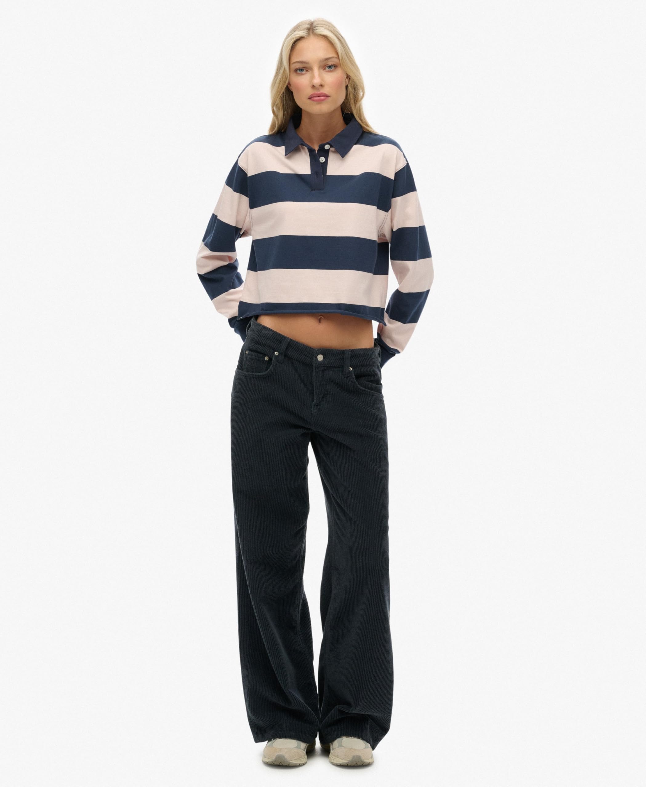 Superdry Koszulka Kobiety Ath Ess Cropped Stripe Rugby