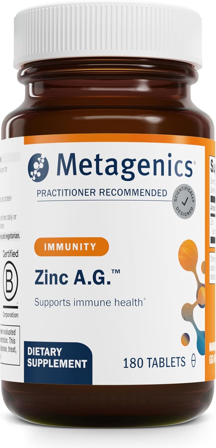 Metagenics Zinc A.G. – Highly Absorbable – for Immune Support, Bone Health & Energy Metabolism* – Non-GMO & Gluten-Free – 180 Tablets
