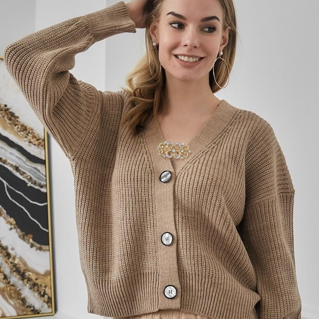 4 Spille Fermagli Per Vestiti Vintage – Senza Ago, In Metallo Argentato, Per Maglioni, Sciarpe E Cardigan
