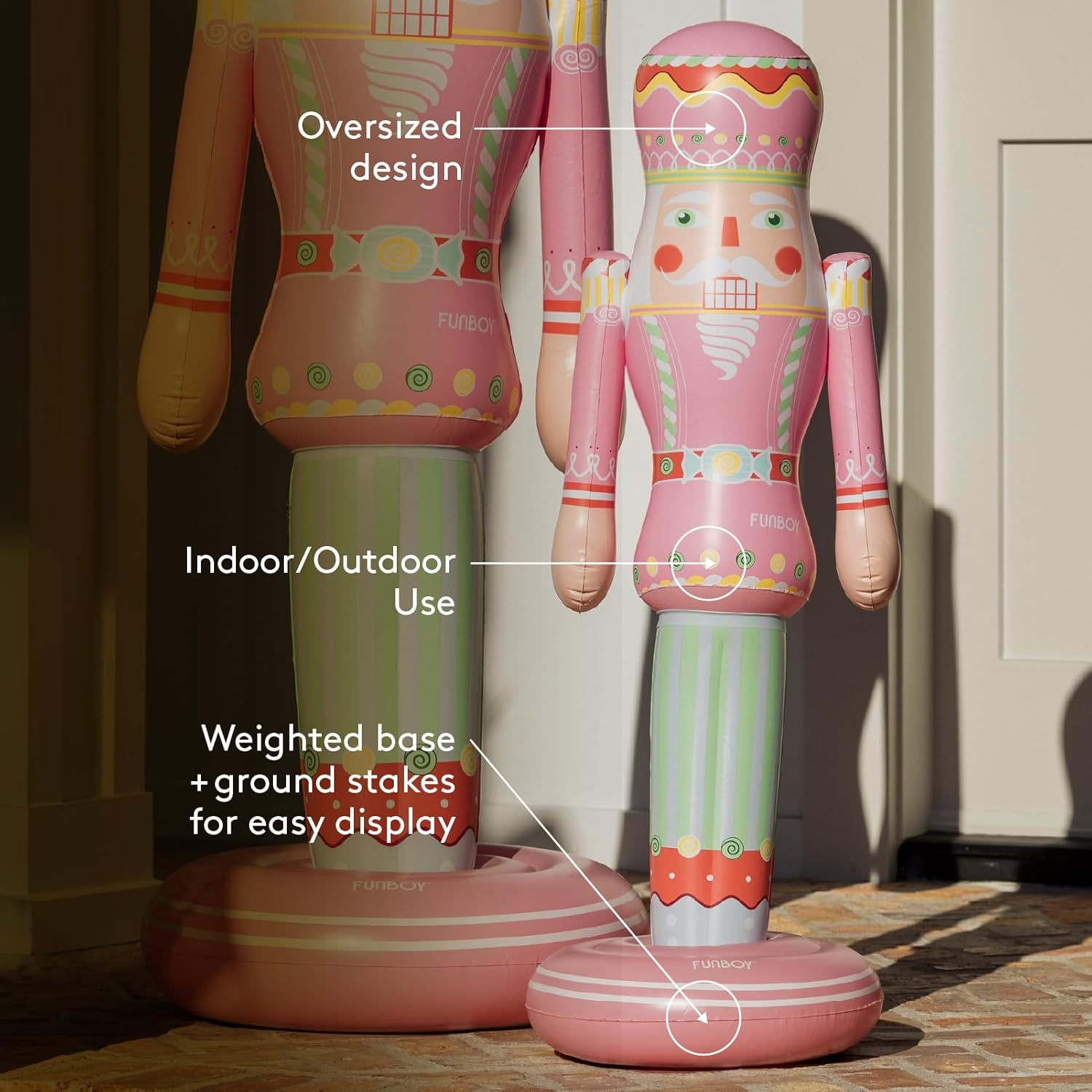 FUNBOY Pink Inflatable Nutcracker – 3.5ft Tall Indoor/Outdoor Holiday Decoration – Christmas Yard & Porch Decor