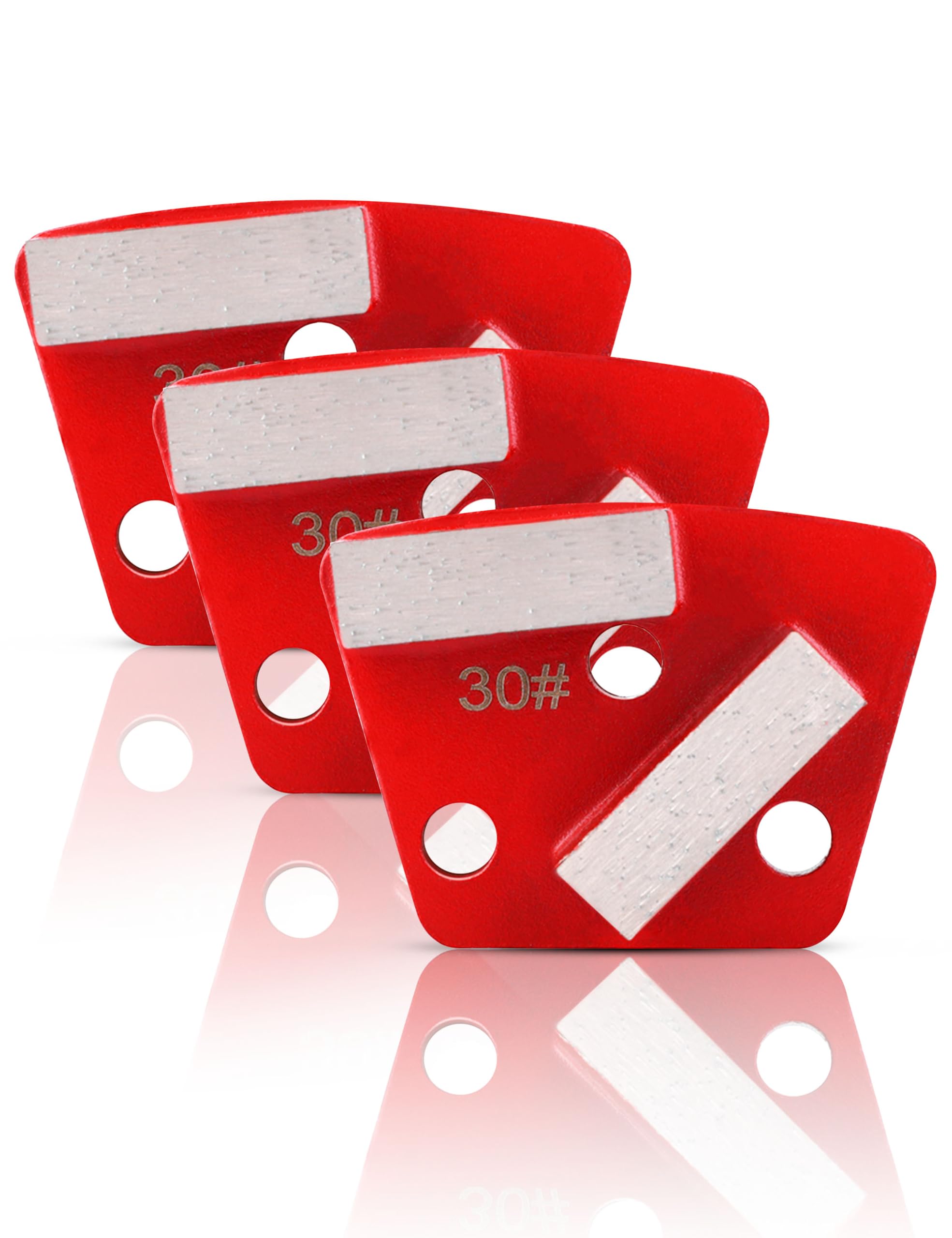 Concrete Floor Grinding Discs - 3Pcs Trapezoid Diamond Pads, 30 Grit For Surface Preparation