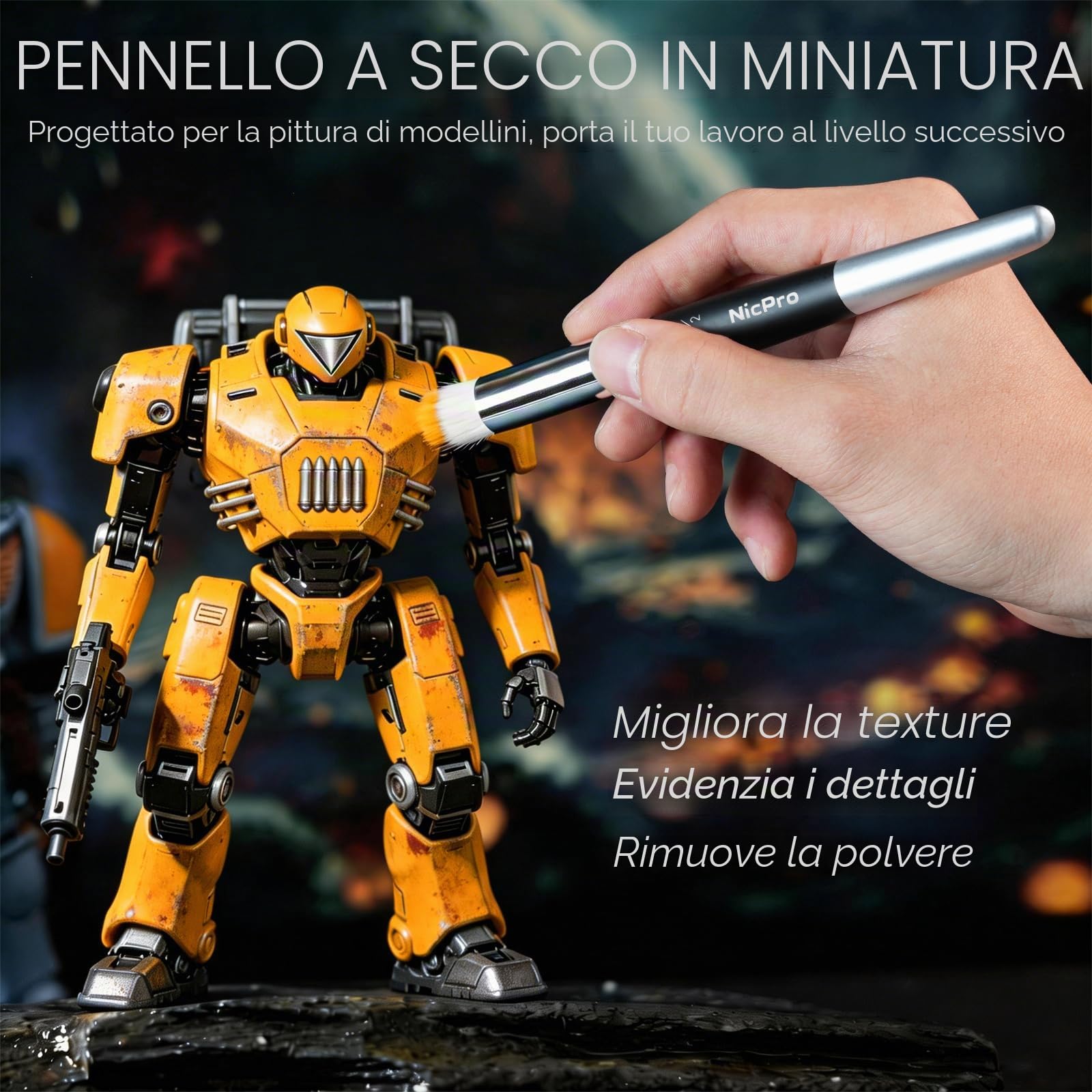 Nicpro Set di 21 pennelli per pittura in miniatura, per colori acrilici, acquerelli, pennelli asciutti, modello in miniatura, con contenitore