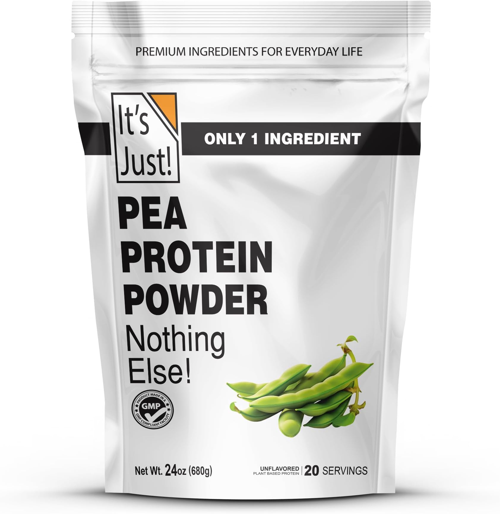 It's Just! Pea Protein Powder - Vegan, Plant Based, GLP-1 Friendly, Non-GMO, Unflavored - 1.5 lb