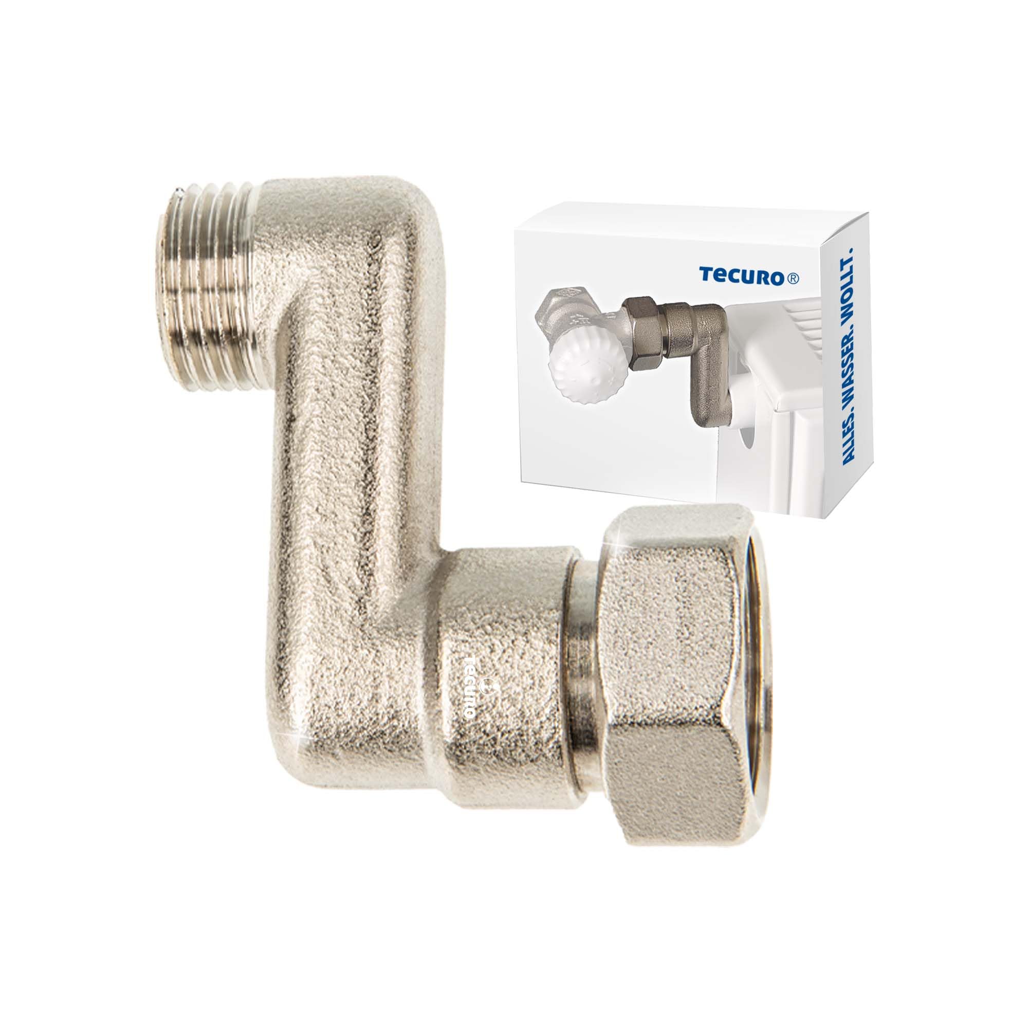 Tecuro Men's Nickel S-Connection Radiator 40 Mm Height Adjustt With Euro Cone, Dn 15 (1/2 Inch) X Dn 20 (3/4 Inch) Union Nut -Plated Brass, Ags-40