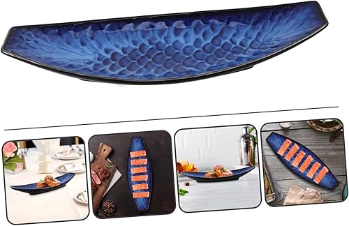 Miniatura 4 de Cabilock 1 plato de barco Sashimi, bandeja de aperitivos, bandeja para servir alimentos, decoración de alimentos, juego de platos de vidrio, placa