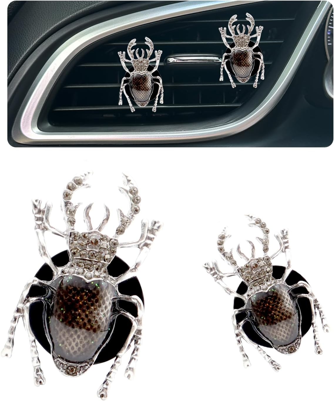ORIESSE Beetles Car Decor,Bugs Car Air Freshener Vent Clips